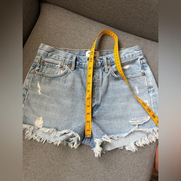 Agolde Women 26 PARKER Blue Distressed Denim Jean Shorts Button Fly All Cotton - Picture 7 of 9